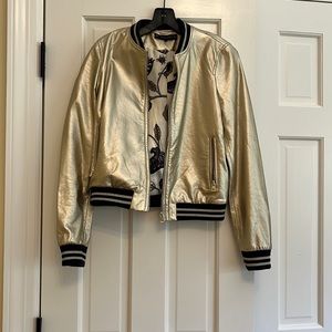 Zara gold bomber varsity jacket in size S